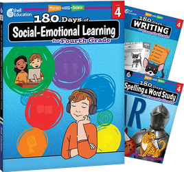 180 Days™: Social-Emotional Learning, Writing, & Spelling Grade 4: 3-Book Set