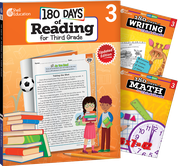 180 Days™: Reading, Writing and Math for Grade 3: 3-Book Set