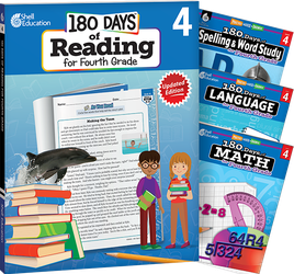 180 Days™: Reading, Spelling, Language, & Math Grade 4: 4-Book Set