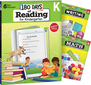 180 Days™: Reading, Writing and Math for Grade K: 3-Book Set