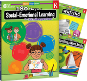 180 Days™: Social-Emotional Learning, Writing, & Spelling Grade K: 3-Book Set