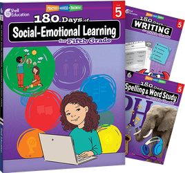 180 Days™: Social-Emotional Learning, Writing, & Spelling Grade 5: 3-Book Set