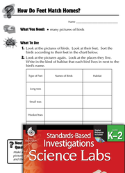 Quick Science Lab: How Do Feet Match Homes? Grades K-2